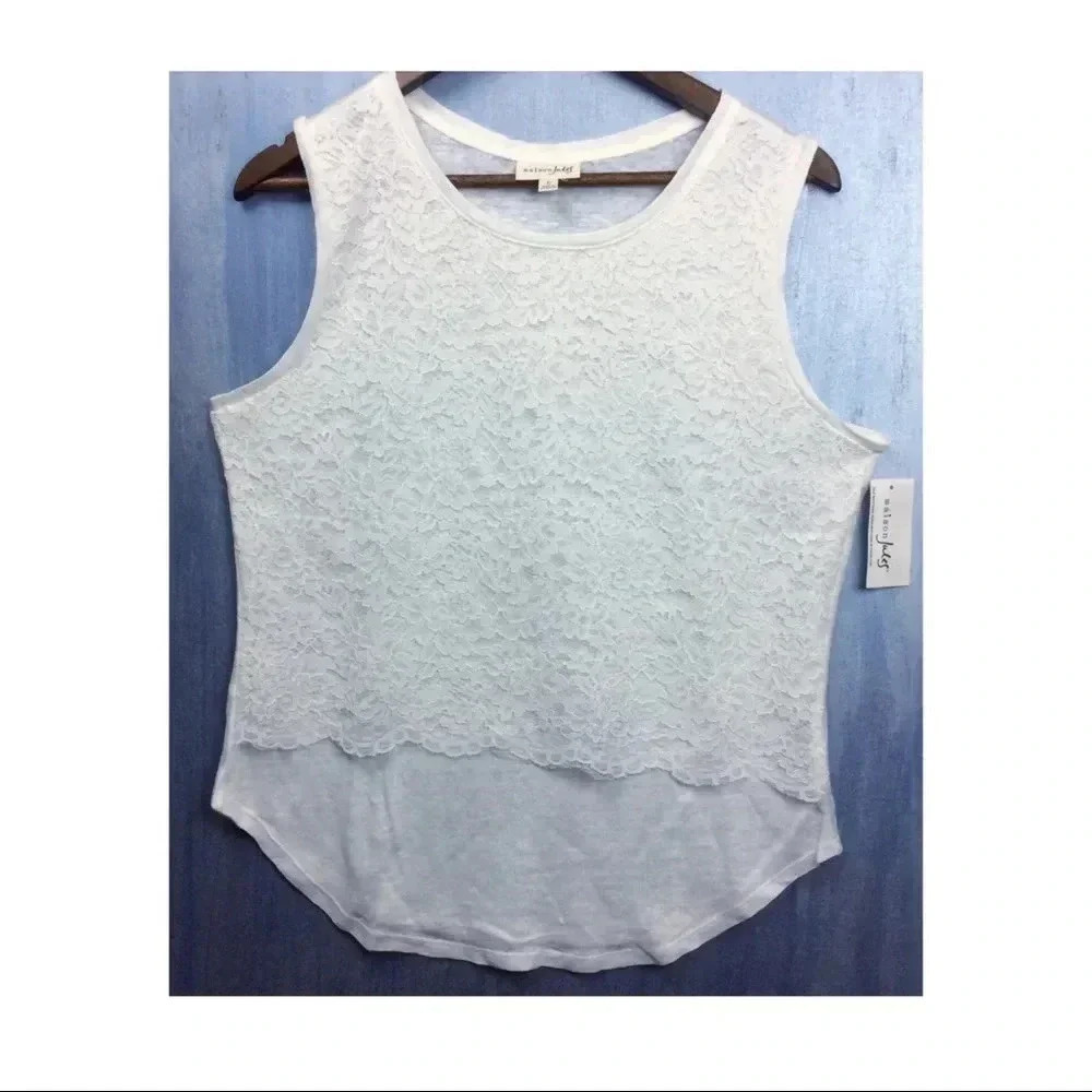 Maison Jules white lace tank top